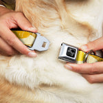 Dog Bone Black/Silver Seatbelt Buckle Collar - Spots Stacked Weathered Yellows/Browns