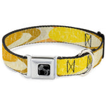 Dog Bone Black/Silver Seatbelt Buckle Collar - Spots Stacked Weathered Yellows/Browns