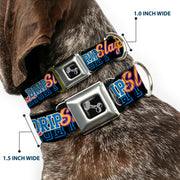 Dog Bone Black/Silver Seatbelt Buckle Collar - Slang Verbiage Stacked Black/Multi Color