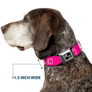 Dog Bone Black/Silver Seatbelt Buckle Collar - SLAY QUEEN Bubble Text Pink/White