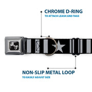 Dog Bone Black/Silver Seatbelt Buckle Collar - Star and Three Stripes Black/Gray