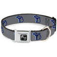 Load image into Gallery viewer, Dog Bone Black/Silver Seatbelt Buckle Collar - Michigan Outline 4-Color Wave Repeat Gray/Blues
