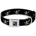 Load image into Gallery viewer, Dog Bone Black/Silver Seatbelt Buckle Collar - Spirit of Detroit Logo Repeat Black/White
