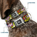 DC Round Logo Black/Silver Seatbelt Buckle Collar - Superheroines Wonder Woman/Supergirl/Batgirl