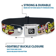DC Round Logo Black/Silver Seatbelt Buckle Collar - Superheroines Wonder Woman/Supergirl/Batgirl