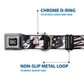 Load image into Gallery viewer, DC Round Logo Black/Silver Seatbelt Buckle Collar - Batgirl/Wonder Woman/Supergirl Retro Panels Black/Pink/White
