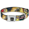 Load image into Gallery viewer, DC LEAGUE OF SUPER-PETS Logo Full Color Black/White Seatbelt Buckle Collar - DC LEAGUE OF SUPER-PETS 6-Superhero Pet Poses Collage Yellows
