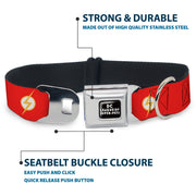 DC LEAGUE OF SUPER-PETS Logo Full Color Black/White Seatbelt Buckle Collar - DC League of Super-Pets Flash Bolt Logo Red/Yellow/White