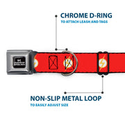 DC LEAGUE OF SUPER-PETS Logo Full Color Black/White Seatbelt Buckle Collar - DC League of Super-Pets Flash Bolt Logo Red/Yellow/White