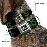 DC LEAGUE OF SUPER-PETS Logo Full Color Black/White Seatbelt Buckle Collar - DC League of Super-Pets Green Lantern Logo Black/Green