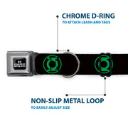 DC LEAGUE OF SUPER-PETS Logo Full Color Black/White Seatbelt Buckle Collar - DC League of Super-Pets Green Lantern Logo Black/Green