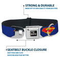 Load image into Gallery viewer, DC LEAGUE OF SUPER-PETS Logo Full Color Black/White Seatbelt Buckle Collar - DC League of Super-Pets Superman Shield Logo Blue/Red/Yellow
