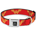 Load image into Gallery viewer, DC LEAGUE OF SUPER-PETS Logo Full Color Black/White Seatbelt Buckle Collar - DC League of Super-Pets Wonder Woman Logo Red/Yellow
