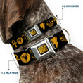 Load image into Gallery viewer, BLACK ADAM Title Logo Full Color Black/Yellows Seatbelt Buckle Collar - Black Adam Justice Society Icons Black/Orange

