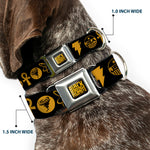 BLACK ADAM Title Logo Full Color Black/Yellows Seatbelt Buckle Collar - Black Adam Justice Society Icons Black/Orange