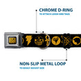 Load image into Gallery viewer, BLACK ADAM Title Logo Full Color Black/Yellows Seatbelt Buckle Collar - Black Adam Justice Society Icons Black/Orange

