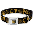 Load image into Gallery viewer, BLACK ADAM Title Logo Full Color Black/Yellows Seatbelt Buckle Collar - Black Adam Justice Society Icons Black/Orange
