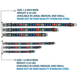 DC Comics Holiday Logo Full Color Black/White Seatbelt Buckle Collar - DC Comics Justice League Holiday Ornament Icons and Stars