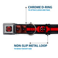 Load image into Gallery viewer, Deadpool Logo CLOSE-UP Full Color Black/Red/White Seatbelt Buckle Collar - Deadpool Utility Belt Logo/Pockets Black/Reds/Browns
