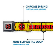 Deadpool Logo CLOSE-UP Full Color Black/Red/White Seatbelt Buckle Collar - DEADPOOL'S CHIMICHANGAS Flames Yellow/Black/Red