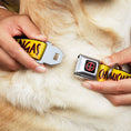 Load image into Gallery viewer, Deadpool Logo CLOSE-UP Full Color Black/Red/White Seatbelt Buckle Collar - DEADPOOL'S CHIMICHANGAS Flames Yellow/Black/Red
