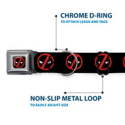 Deadpool Logo CLOSE-UP Black/Red/White Seatbelt Buckle Collar - Deadpool Logo2 Black/Red/White