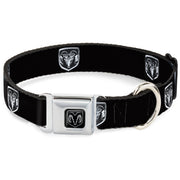 Ram Black/Silver Seatbelt Buckle Collar - Ram Black/Silver Logo REPEAT