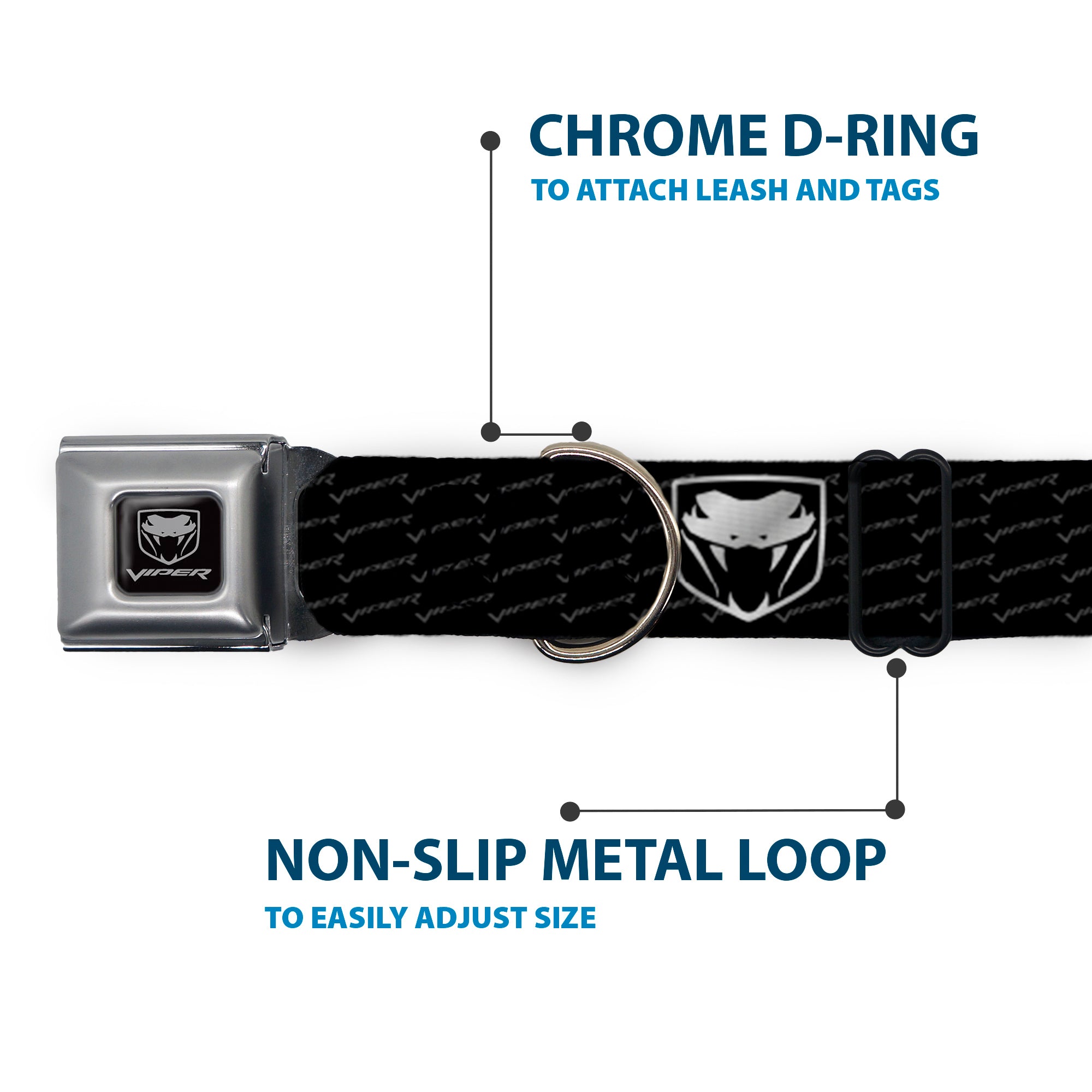 Dodge Viper Seatbelt Buckle Collar - Dodge Viper REPEAT w/Text