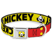 Mickey Smiling Up Pose Full Color Yellow/Black/White Seatbelt Buckle Collar - MICKEY Smiling Up Pose Flip/Buttons Yellow/Black/Red