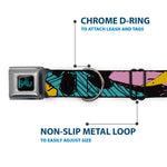 Nightmare Before Christmas SALLY Text Full Color Black/Teal Seatbelt Buckle Collar - Nightmare Before Christmas Sally Dress Patchwork