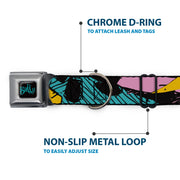 Nightmare Before Christmas SALLY Text Full Color Black/Teal Seatbelt Buckle Collar - Nightmare Before Christmas Sally Dress Patchwork