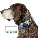 Disney Pixar Luxo Ball Full Color Black/Yellow/Blue/Red Seatbelt Buckle Collar - Disney Pixar 7-Movie Character Collage