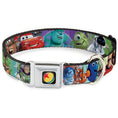 Load image into Gallery viewer, Disney Pixar Luxo Ball Full Color Black/Yellow/Blue/Red Seatbelt Buckle Collar - Disney Pixar 7-Movie Character Collage
