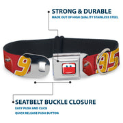 Cars Lightning McQueen Smiley Face CLOSE-UP Full Color Seatbelt Buckle Collar - Cars Lightning McQueen Smiling Pose/95 Reds/White/Orange