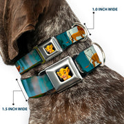 Simba2 CLOSE-UP Full Color Seatbelt Buckle Collar - Lion King Simba, Pumba & Timon Growing Up