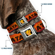 Simba2 CLOSE-UP Full Color Seatbelt Buckle Collar - Lion King HAKUNA MATATA Sunset Oranges/Black