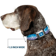 Frozen II Snowflake Full Color Blue/White Seatbelt Buckle Collar - Frozen II Snowflakes Blues/Purples/White