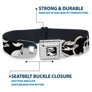 Nightmare Before Christmas Zero Smiling Full Color Black/White Seatbelt Buckle Collar - Nightmare Before Christmas Zero Expressions Black/White