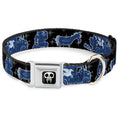 Load image into Gallery viewer, Onward Skull Icon Full Color Black/White Seatbelt Buckle Collar - Onward Barley/Unicorn/Guinevere Icons/Stars Black/Gray/Blues
