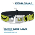 Load image into Gallery viewer, Monsters Inc. Mike Smiling Face Full Color Greens/Black/White Seatbelt Buckle Collar - Monsters Inc. Mike 4-Icons Greens/Black/White
