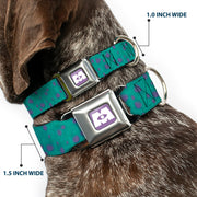 Monsters Inc. Icon Full Color Purple/White Seatbelt Buckle Collar - Monsters Inc. Sulley Bounding Spots Blue/Purple