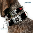 Load image into Gallery viewer, Mickey Mouse LUCKY MICKEY Script Full Color Black/White Seatbelt Buckle Collar - Mickey Mouse Smelling Pose Black/White/Reds

