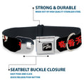 Load image into Gallery viewer, Mickey Mouse LUCKY MICKEY Script Full Color Black/White Seatbelt Buckle Collar - Mickey Mouse Smelling Pose Black/White/Reds
