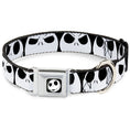 Load image into Gallery viewer, Jack Expression2 Full Color Seatbelt Buckle Collar - Nightmare Before Christmas 7-Jack Expressions CLOSE-UP Black/White
