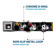 Mickey Mouse Smiling Face Full Color Black Seatbelt Buckle Collar - Disney The Sensational Six Smiling Faces Black