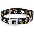 Load image into Gallery viewer, Mickey Mouse Smiling Face Full Color Black Seatbelt Buckle Collar - Disney The Sensational Six Smiling Faces Black
