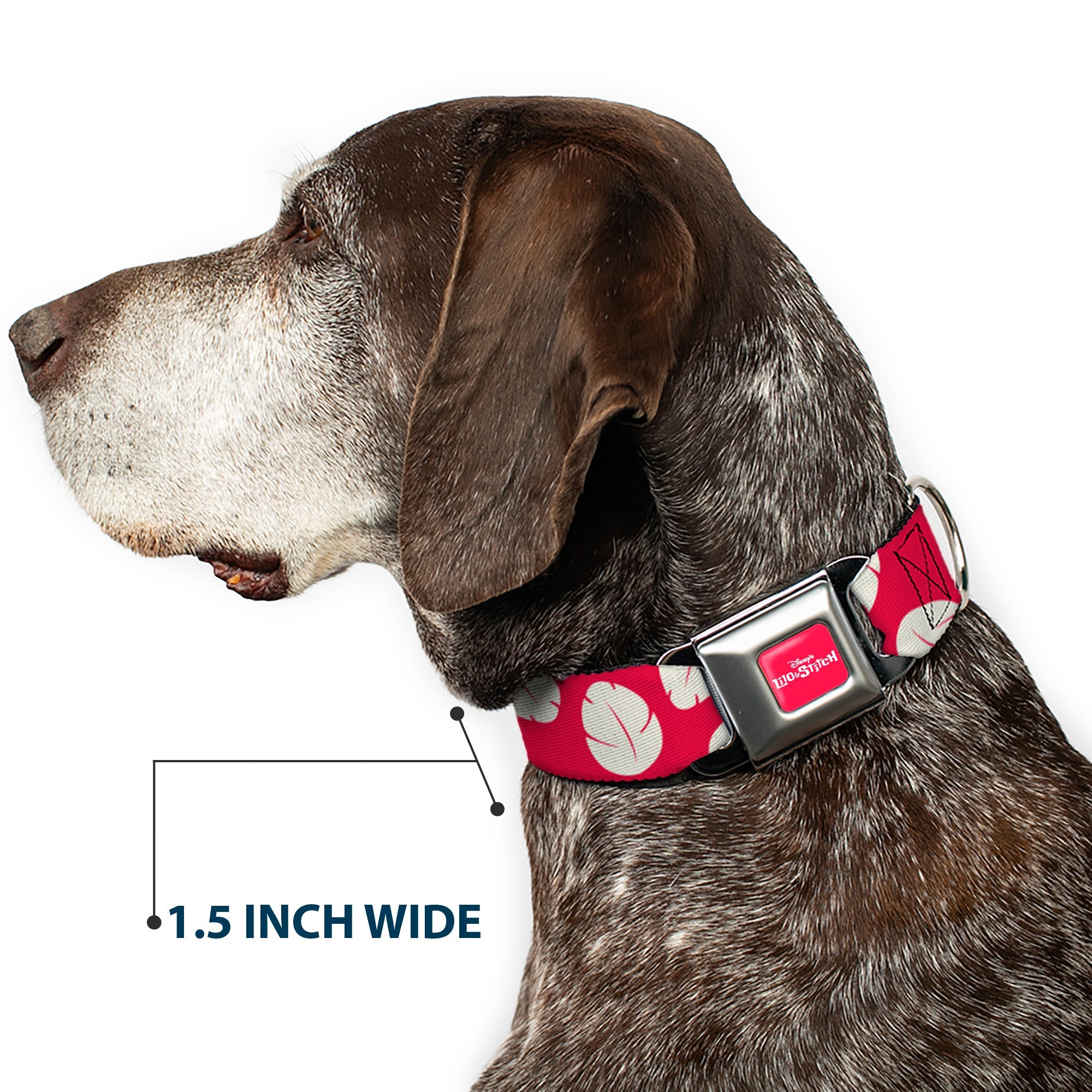 Disney's LILO & STITCH Title Logo Full Color Red/White Seatbelt Buckle Collar - Lilo & Stitch Bounding Lilo Dress Leaves Red/Ivory