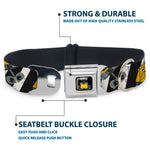WALL-E Pose Full Color Black Seatbelt Buckle Collar - Wall-E Poses/Stripe Black/White