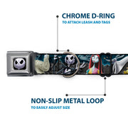 Jack Expression6 Full Color Seatbelt Buckle Collar - Nightmare Before Christmas 4-Character Group/Cemetery Scene