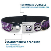 Jack Expression6 Full Color Seatbelt Buckle Collar - Jack Expressions/Ghosts in Cemetery Purples/Grays/White